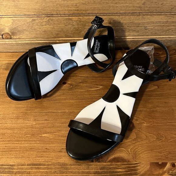 Jeffrey Campbell Women’s Heeled Sandals Size 7.5 Black White Daisy Boho Spring - Picture 15 of 15
